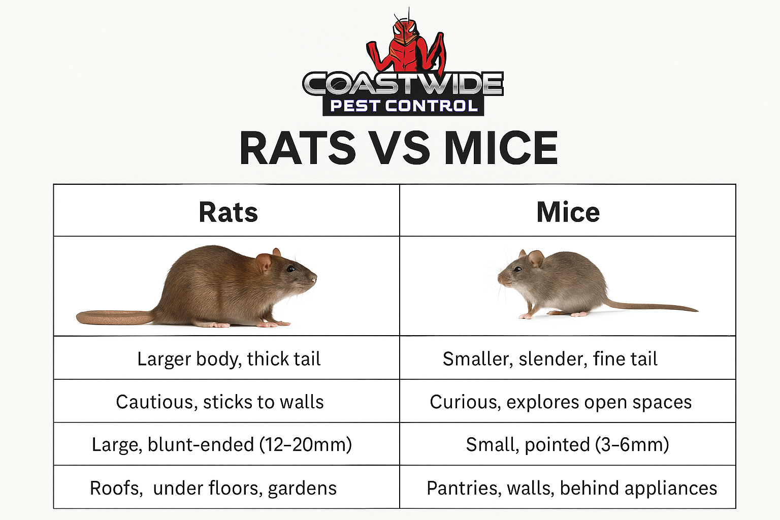rats vs mice key differences